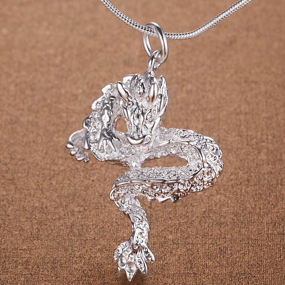 New 925 Sterling Silver Necklace Pendant Dragon For Women Man Fashion Jewelry Party Wedding Accessories Gifts