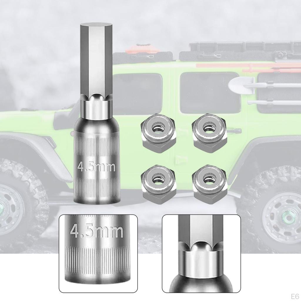 4 Pieces 1/30 Wheel Nuts RC Car Accessories Easy Installation for Crawler Nut Tool