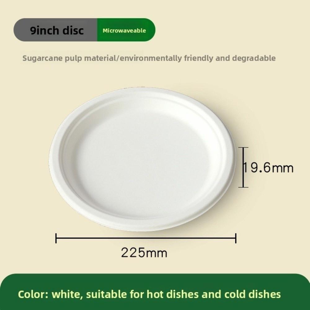 

50pcs Disposable Round Paper Plates Oil Resistant Anti-Seepage Disposable Dinner Dish Biodegradable Microwavable Food Snack Tray
