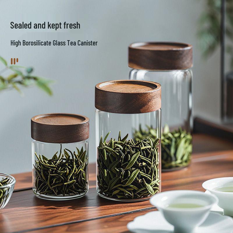 Transparent Borosilicate Glass Tea Canister: Airtight Storage Jar for Herbs, Snacks, Grains & More