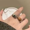 Elegant Vintage Inspired Alloy Rings with Adjustable Fit and Unique Natural Stone Texture Designs Daily Casual Use