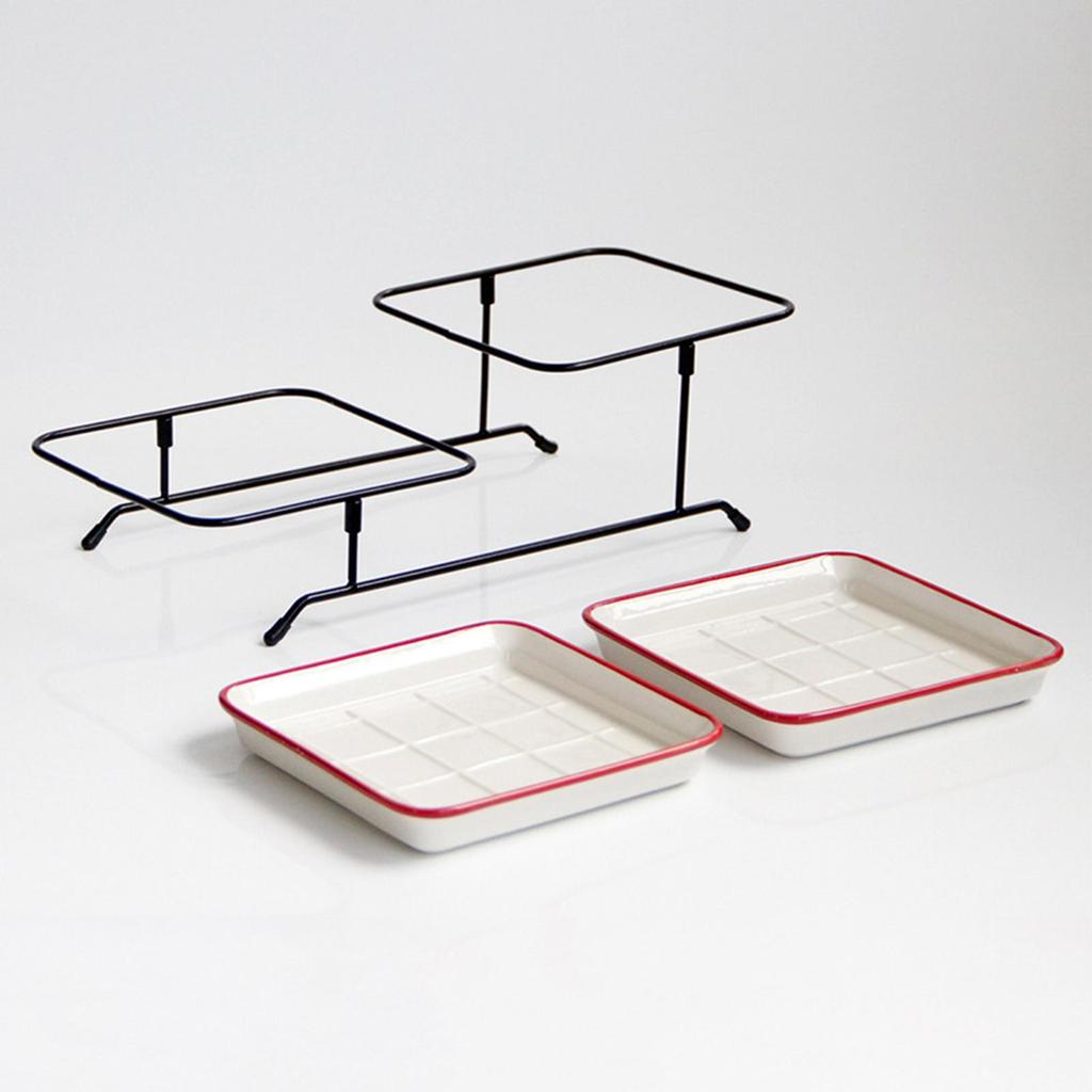 2 Tier Serving Tray Mini Cake Cupcake Stand with Rack for Wedding Buffet Red