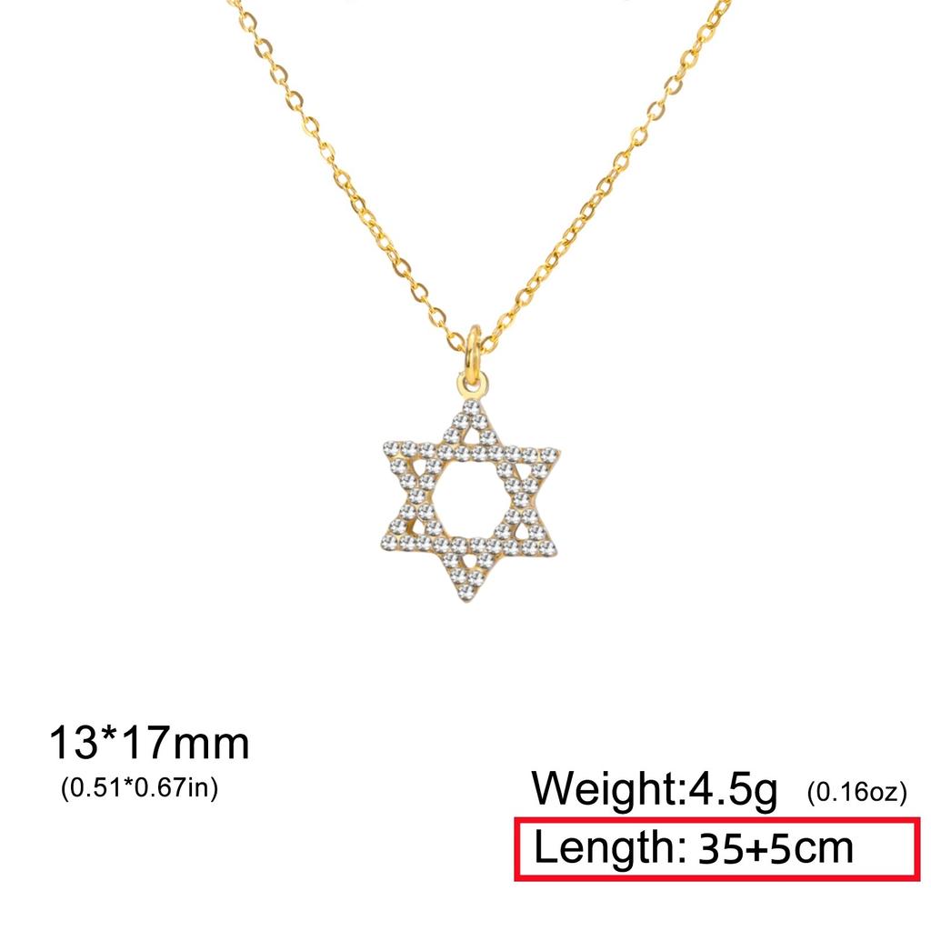 Jeshayuan Star of David Pendant Necklace with Zircon Bling David Star Necklace Luxury Anniversary Wedding Jewelry Gift