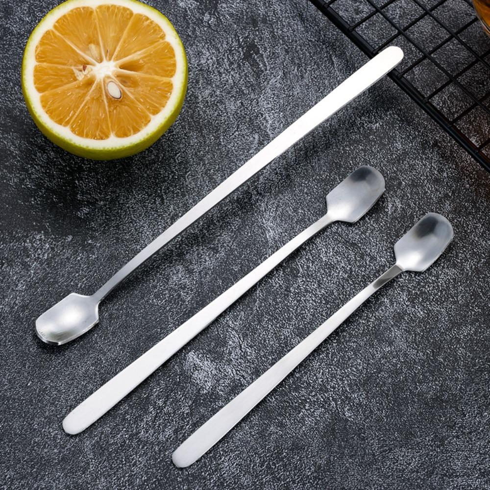5pcs Stainless Steel Square Teaspoon Silver/gold Dessert Scoops Coffee Stirring Spoons  Cafe