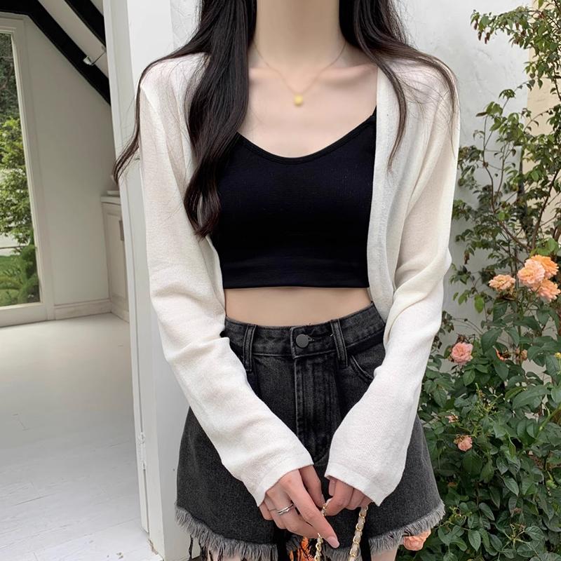 Women Knitted Long Sleeves Cardigan Tops High Waist Sun Protection Shawl