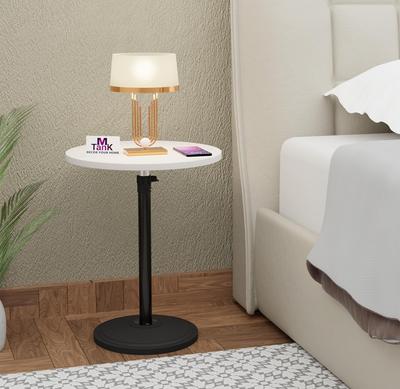 Höhenverstellbarer C-förmiger Beistelltisch für Sofa & Bett || Weiß & Schwarz |