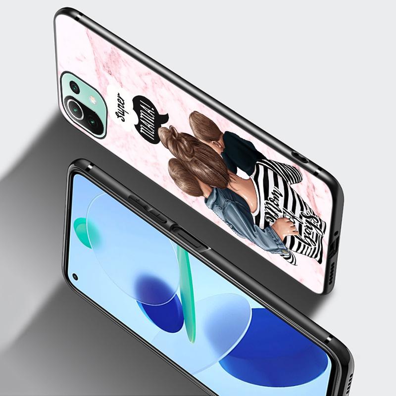 Baby Mom Girl Boy mramorové pouzdro pro Xiaomi Mi 11 Lite NE 11i 10T 11T Pro A2 A3 Lite POCO F3 M3 M4 C31 X3 Pro NFC GT černý kryt