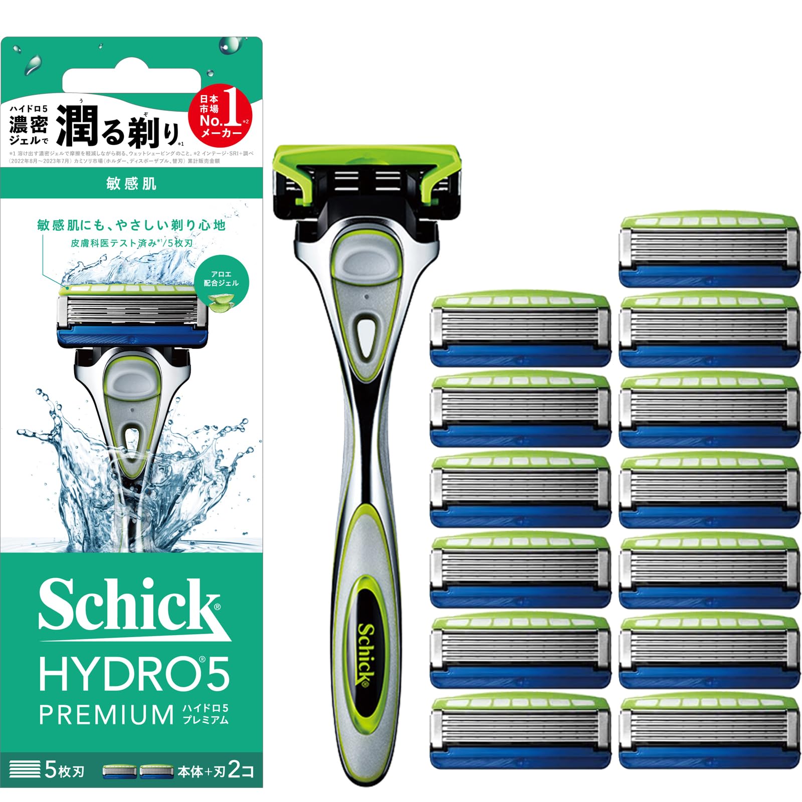 

Schick Hydro 5 Premium Sensitive Skin Razor Holder and Replacement Blade Set Blade Included 13 Replacement Blades