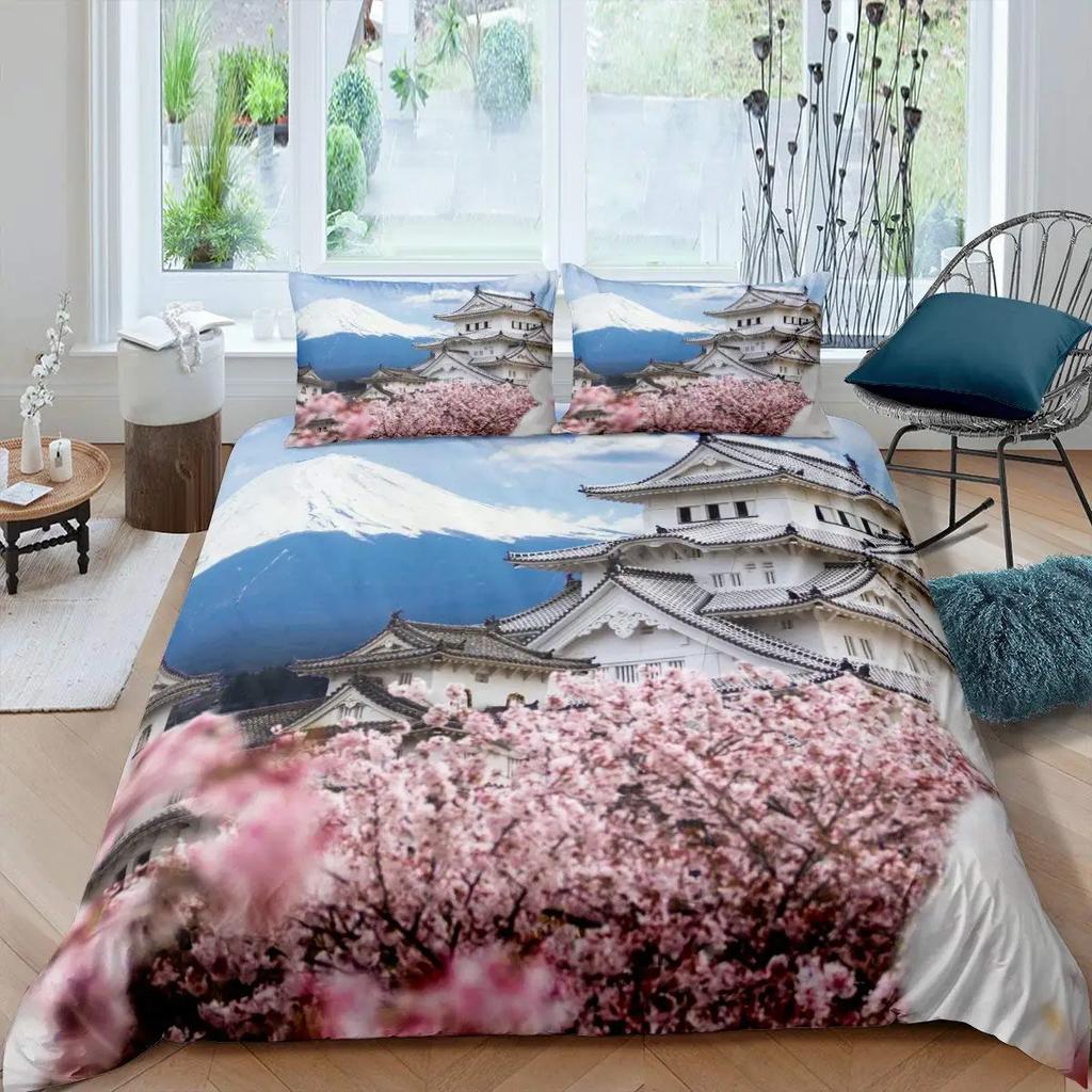 Japanischer Stil Bettbezug Ukiyo-E Thema Welle Bettwäsche Set Berg Fuji Tagesdecke Exotic Schlafzimmer Dekoration Damen Herren Geschenke