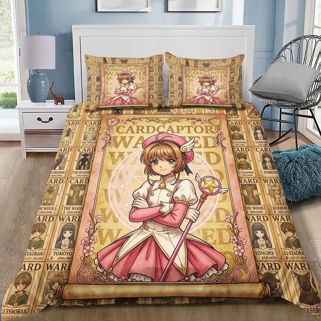 Anime C-Cardcaptor Sakura Love Child Duvet Cover Set HD Comforter Cover Bedclothes for Kids Bedding Sets Bedroom Decor