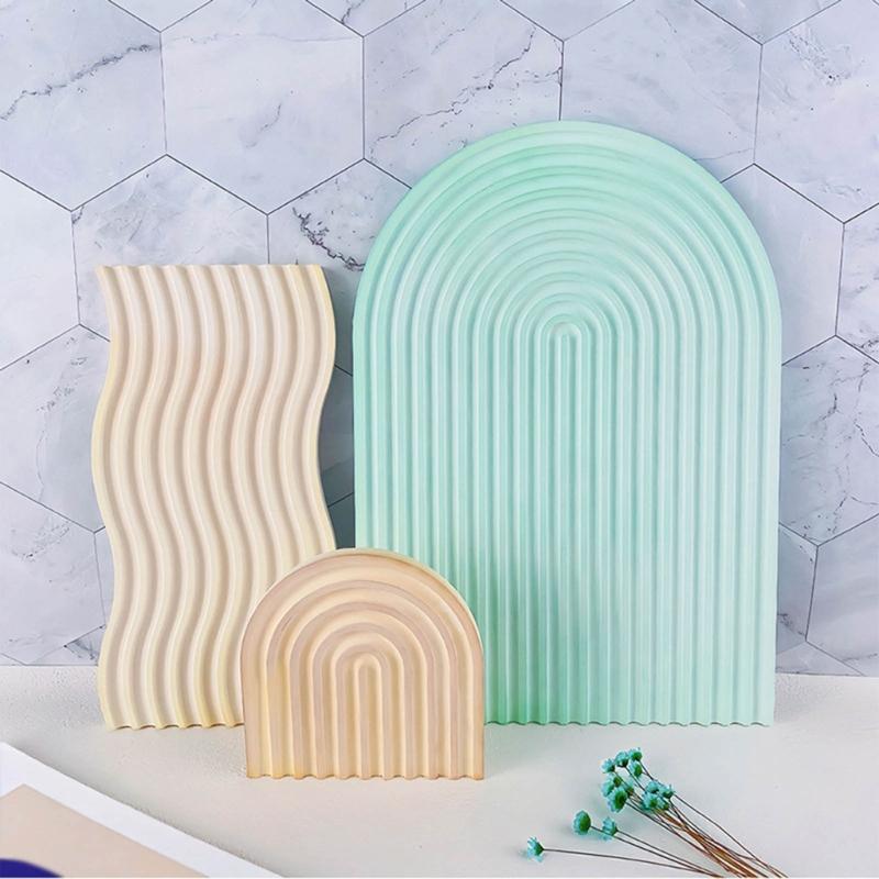 Striped Coaster Silicone Molds for Resin Casting Arch Door Coaster Tray Molds Epoxy Casting DIY Craft Cup Mat Resin Mold