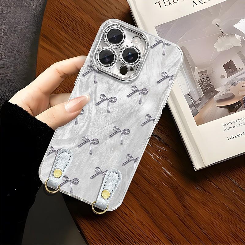 Silver Bow for IPhone 16 Mobile Phone 15 Shell 14 Protection for IPhone 13 Set 12 Silicone Full Package 11pr