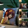Cute Anime H-Haruhi S-Suzu-miya Pillow Case Anti-dustmite Pillowcase Invisible Zipper Silky Short Plush Sofa Cushion Cover