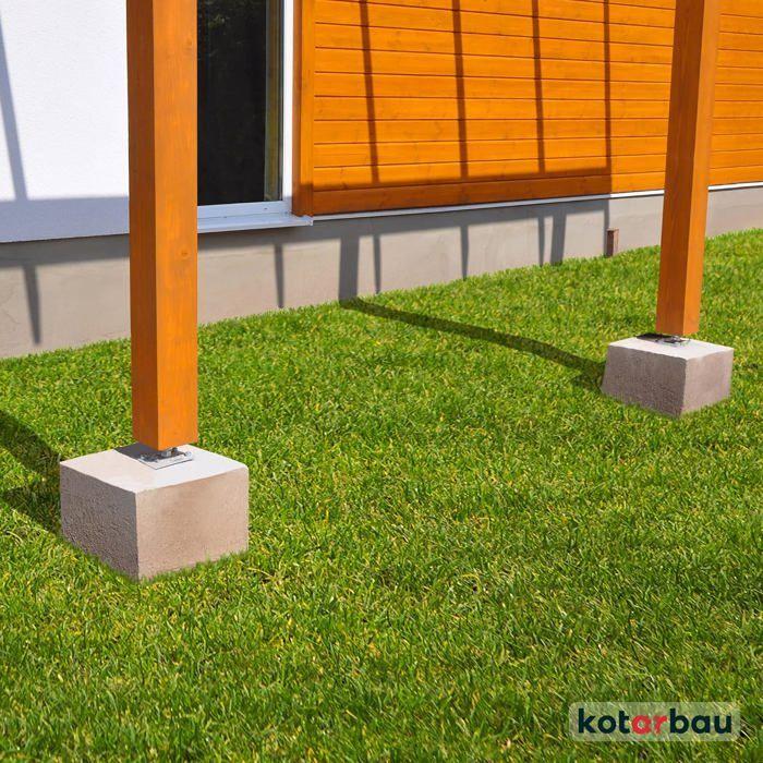 KOTARBAU® Adjustable Post Support 110 Mm X 110 Mm X 250 Mm M24 Mm Thread Wood Post Foot Height Adjustable Galvanized Floor Foot