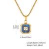 Square Natural Stone Pendant Necklace For Both Men And Women, Unisex Stainless Steel Necklace