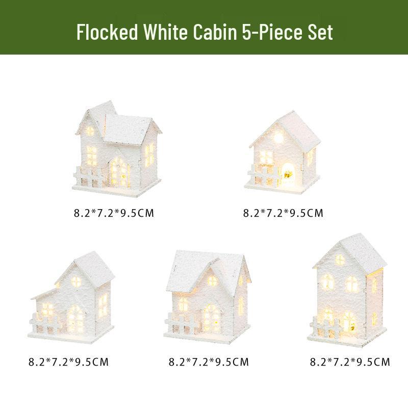 Festive Luminous Wooden House Ornament for Christmas Tree and Fireplace Decor