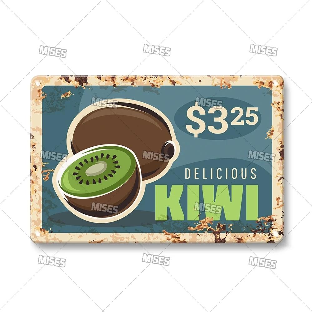 MISES Vegetable And Fruit Metal Tin Sign Retro Metal Plaque Decorative Plate Man Cave Studio Farm Metal Sign Kitchen Wall Plate