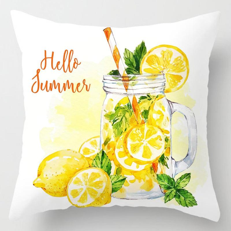 Zitronenfrucht-Muster Kissenbezug mit Kurzplüsch-Druck für Wohnzimmer-Sofa Dekoration Kissenbezüge Kissenbezüge