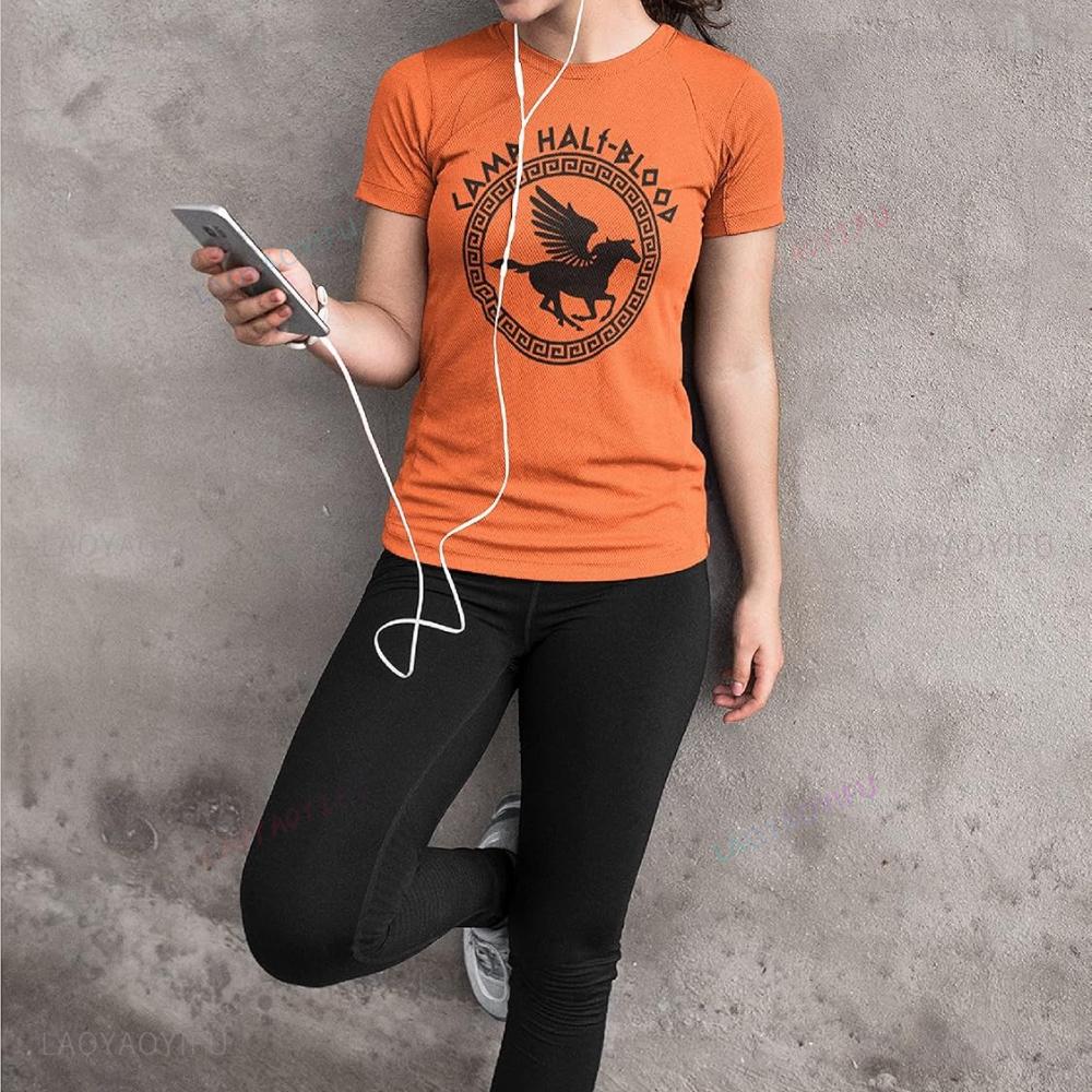 Vintage Camp Half Blood Greek Mythology Graphic T Shirts Woman Man Summer Cotton Tshirt Breathable Outdoors Streetwear Clothes
