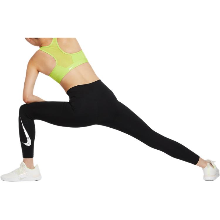 Nike Solid Color Logo Print Fitness Leggings Women Bottoms Black DQ5561-010