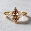 Light Luxury Style, Featuring a Champagne Gold-colored Synthetic Cubic Zirconia In a Horse-eye Shape, Gold-plated Women’s Ring