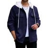 Men's Single Breasted Hooded Outerwear Autumn Long Sleeve Jacket Fashion Pocket Loose Cardigan Coat