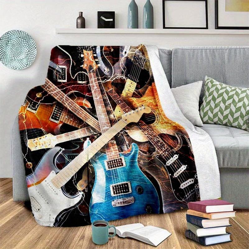 Guitar Blanket Soft Warm Throw Blanket Nap Blanket For Couch Sofa Office Bed Camping Travel Multipurpose Gift Blanket For All Season