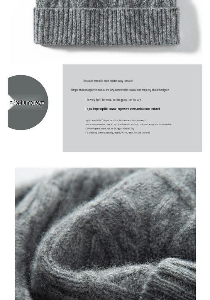 2025 Autumn/Winter Women's Cashmere Knitted Turban Hat - Classic, Warm, Windproof, Versatile, Slimming Design.