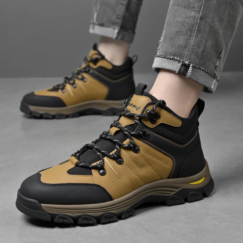 Große Echte Leder High Top Freizeitschuhe Herren Outdoor Reise Wandern Bergsteigen Schuhe Rutschfest Abriebfest Sneaker