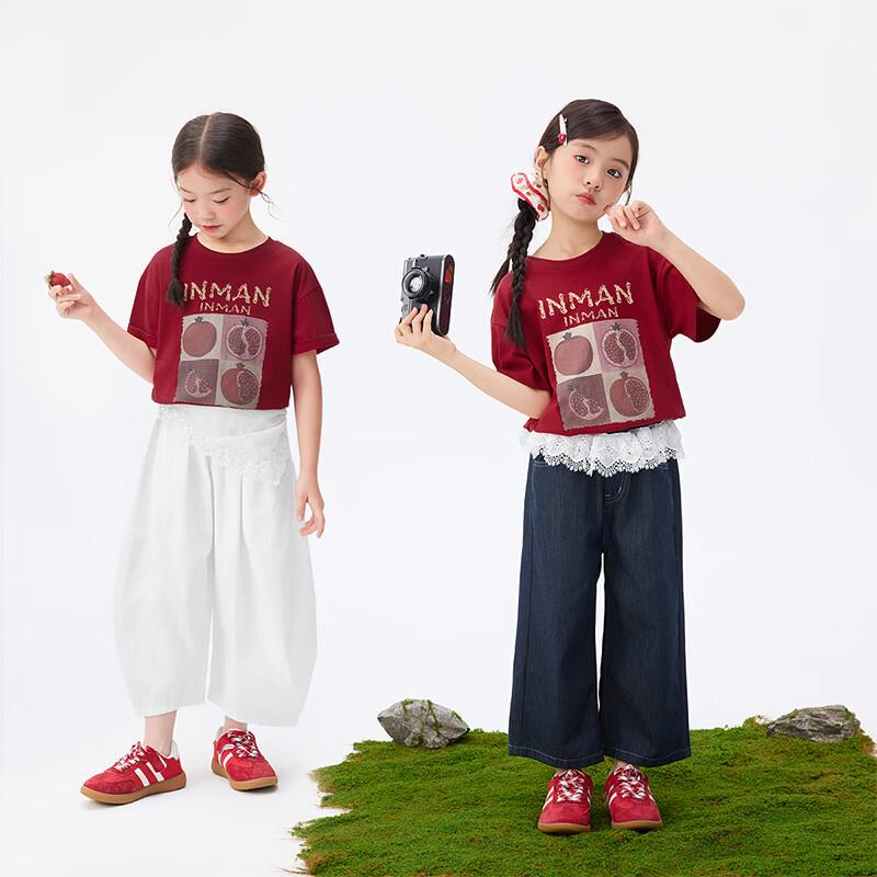 Xiaoyinman Girls' Pomegranate Print Short Sleeve T-Shirt