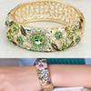 Enamel Chinese Cloisonne Bracelet Rhinestone Women's Hand Bracelet Hollow Out Flower Bangle  Gifts