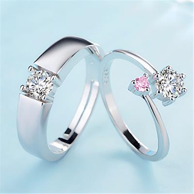 2pcs 925 Silver Couple Rings Zircom For Women Man Exquisite Student Girlfriend Silver Jewelry Accessories Wedding