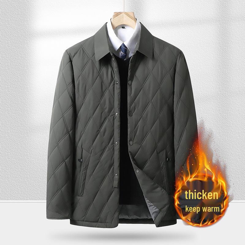 Jaqueta de Penas Masculina Espessa Quente Casual de Negócios - Corta-vento Outono/Inverno com Lapela