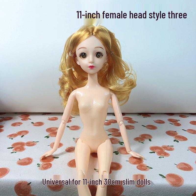 30cm 11-inch BJD Doll with Blinking Real Eyes, Changeable Clothes, DIY Options, and Bonus Head