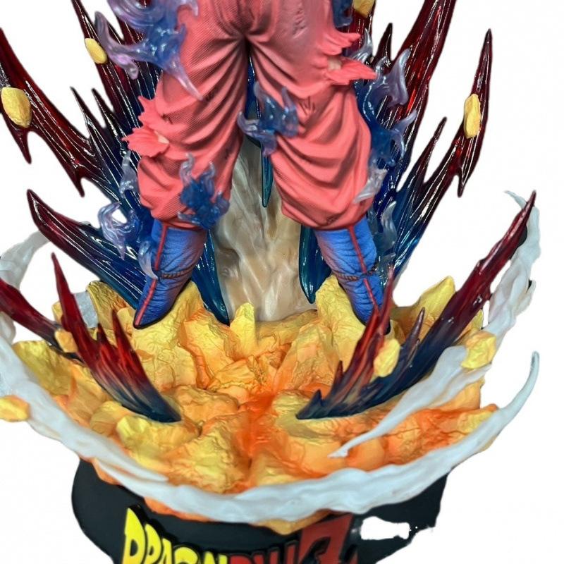 Dragon Ball Ultra Blue World King Fist Wukong Figure Double Head Carving Replaceable Ultra Blue Wukong Statue Model Ornament Cross-border