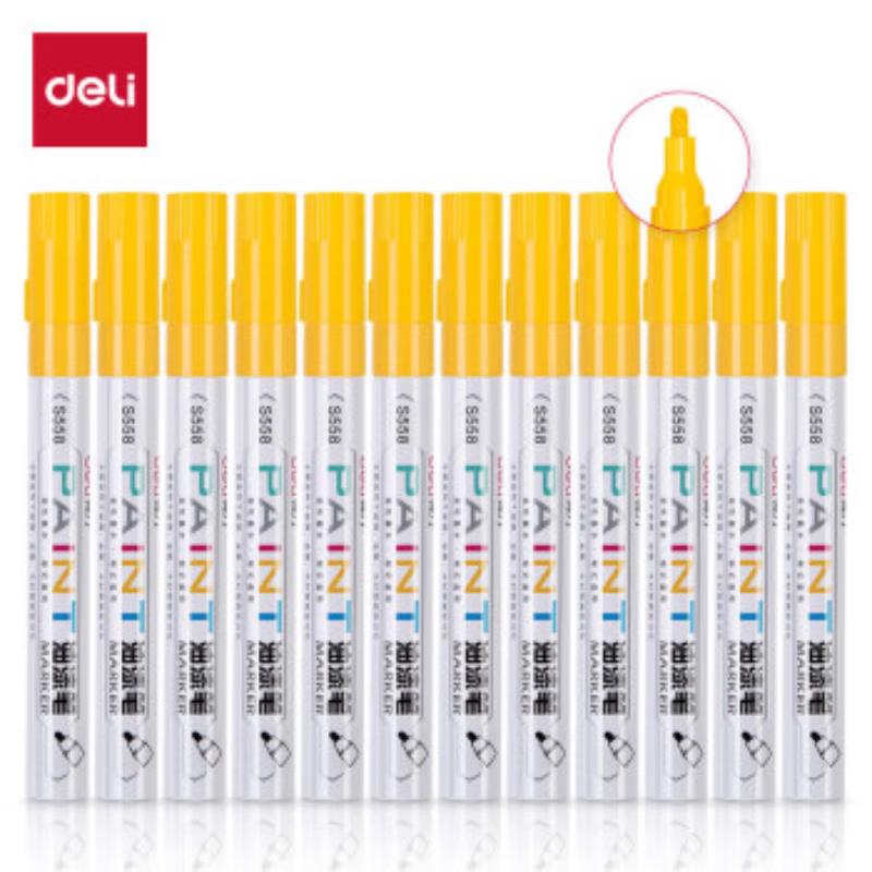 Deli S558 2.0mm Waterproof Yellow Paint Marker Pen
