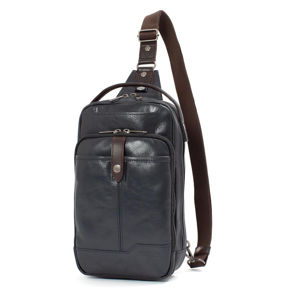Doubles Men's Leather Body Bag, A5 Size Storage, BKS-7041 (Navy)