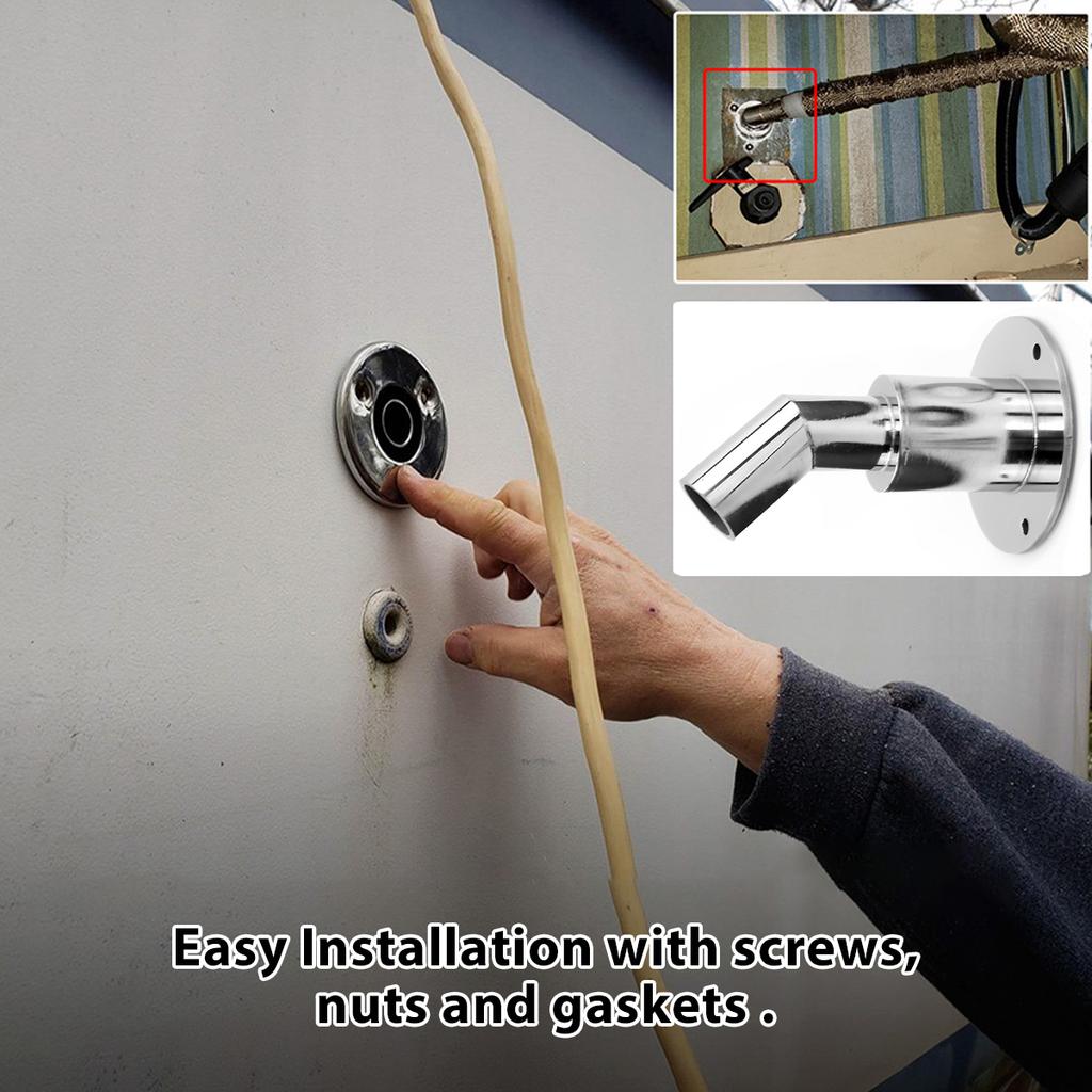 Thru Hull Exhaust Skin 316 Stainless Steel 24mm Thru Hull Exhaust Fitting Heat-Resistant Curved Tube Pipe Socket Hardware for