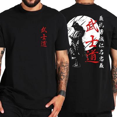 Giappone Samurai Spirito 3d Stampa T-shirt per uomo Stile giapponese Stampa posteriore Allentato T-shirt oversize Bushido Regali maschili Tee