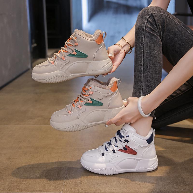 2025 winter velvet warm platform cotton shoes women's Korean version high-top ins tide student leisure sports women's shoes K8651