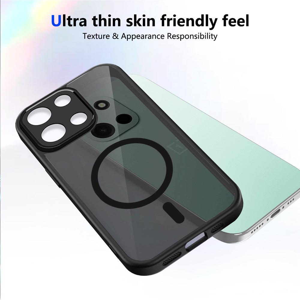 KEYSION Magnetic Phone Case for OnePlus Nord 6 Soft Silicone+PC Matte Translucent Black Shockproof Cover for OnePlus 1+ Nord 6