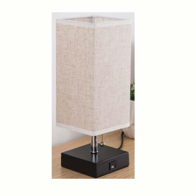 Base Wood Night Lamp with USB Port and Pull Pattern Modern Design | Table L