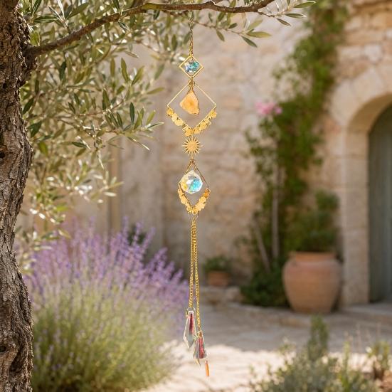 Crystal Sun Catchers for Windows, Colorful Healing Light Crystal Suncatcher, Glass Ball Prism Pendant, Decorative Wind Chimes, Indoor Outdoor Patio