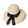 Cappello di Paglia Traspirante Vintage a Tesa Larga con Nastro Nero Cappello Parasole Protezione UV Cappello da Sole Donna