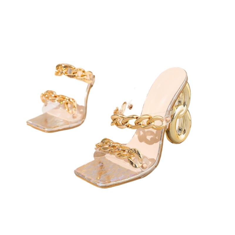 New Style Designder Slippers Women Summer Design Fretwork Heels Banquet Open Toe Club Ladies Sandals Shoes Zapatos Mujer