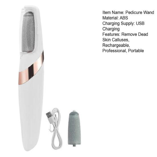 Elektrischer Hornhautentferner für Füße, wiederaufladbarer Pediküre-Stab mit groben Schleifpartikeln, kabelloses Pediküre-Werkzeug für glatte Fersen und Haut