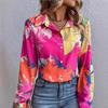 Europäische und amerikanische Hemden, neue lässige langärmelige Button-Up-Hemden und Tops im böhmischen Print