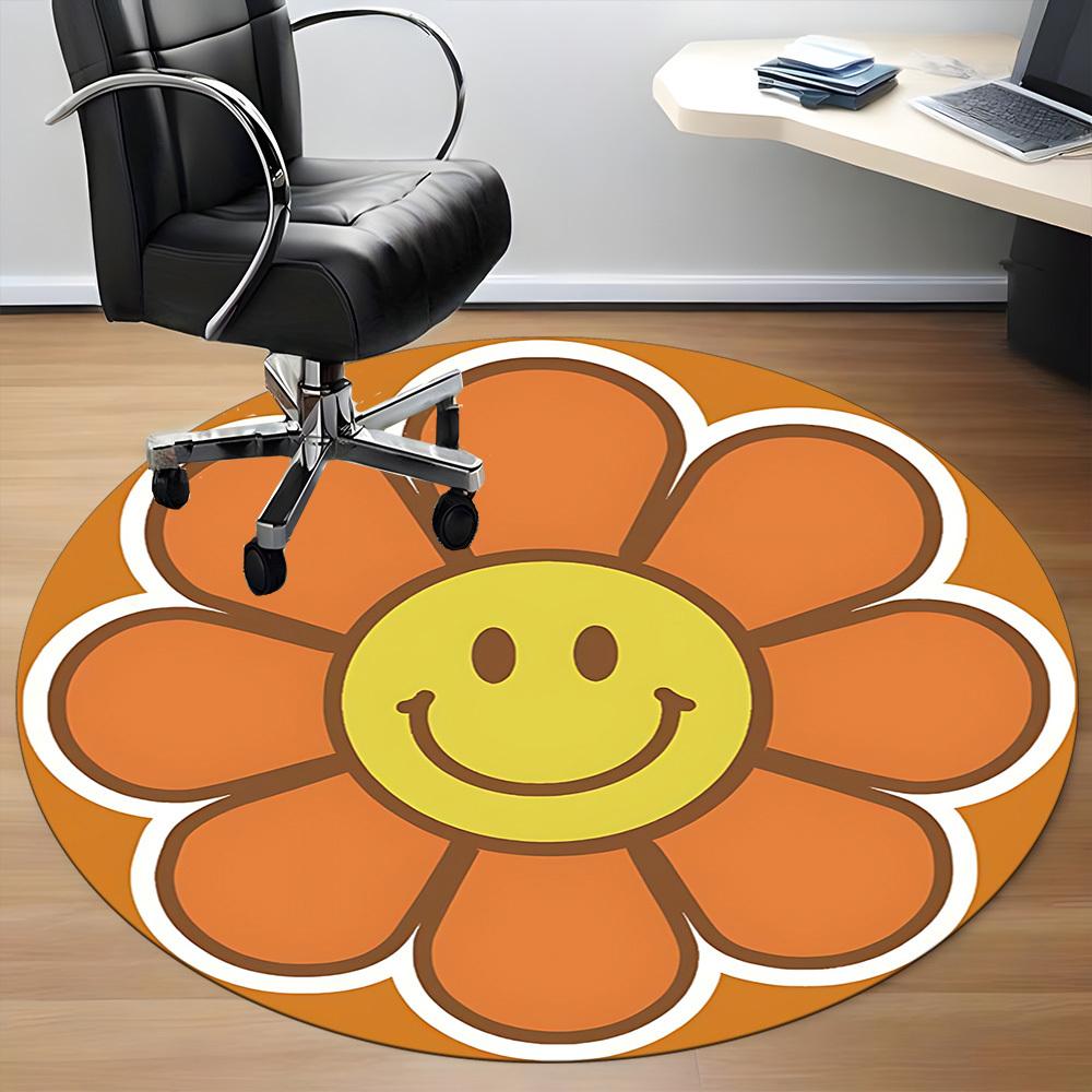 1PC Flower Smiley Face Design Chair Carpet for Office, Indoor Non-Slip Washable Carpet, Soft Comfortable Mat For Office Room yy250930255