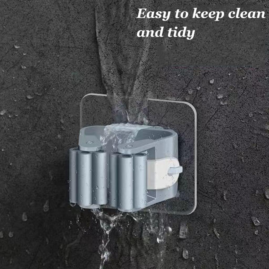 4PCS Mop Hook Without Punching Broom Clamp Holder with Strong Ma Gic and No Trace Wall Hanging Shelf with Adhesive Hook