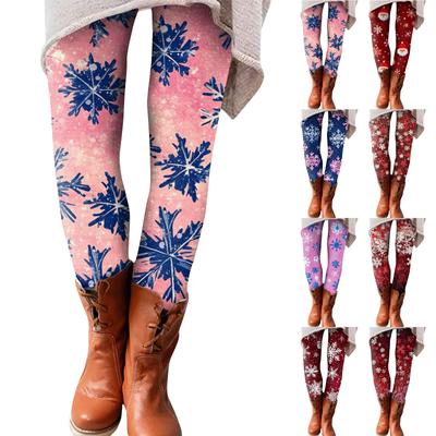 Women's Pants Christmas Printed Stretchy Soft Bottoms Casual Home Sleeping Pants